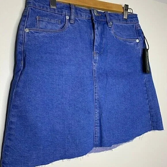 NEW BLANKNYC Skirt Size 27 Women's Denim High Rise Cutoff Blue Mini MSRP $88 - Picture 5 of 7